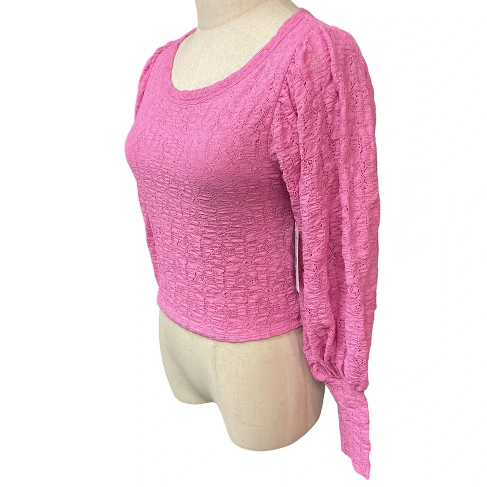Free People Women's Tea Time Floral Lace Plumeria Lavender Blouse Size Small NWT